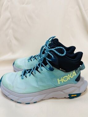 Hoka Trail Code GTX Blueglass Mid Top Sneaker Boots Hiking Women's Size 7.5